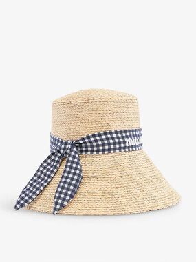💰ONE DAY SALE💰 NWOT ~ AUTH MIU MIU Logo-Raffia Bucket Hat!